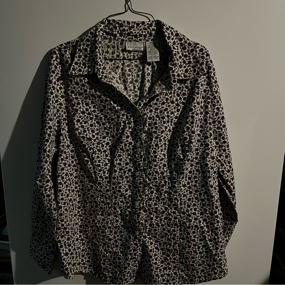 White Stag Women Black White & Maroon Printed Shirt